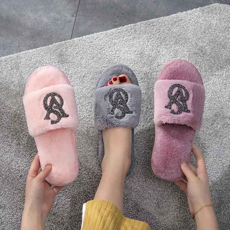 Women's Home Bright Diamond Warm Fashion Cotton Slippers