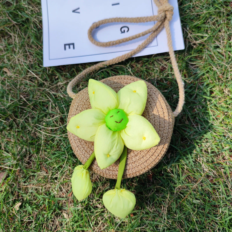 Grass Woven Bag For Children's Cute Crossbody