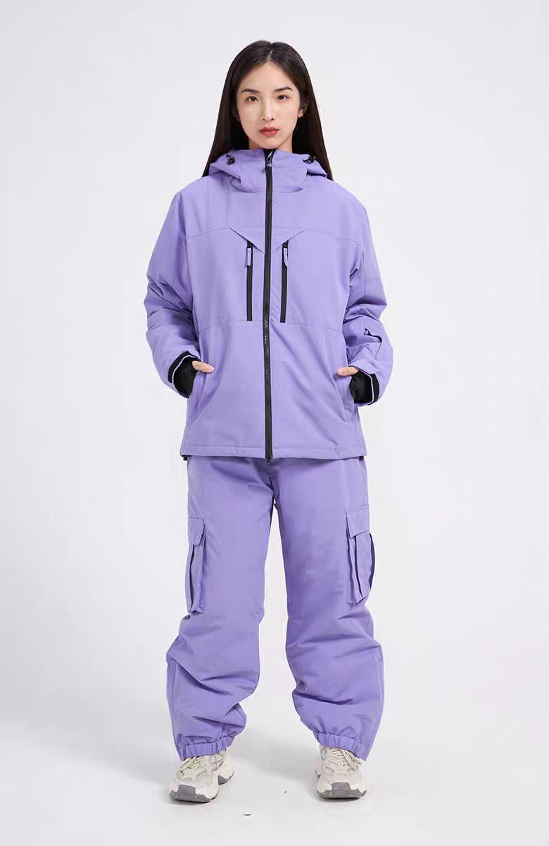 White, Padded, Waterproof, Loose-fitting Top-and-pants Set