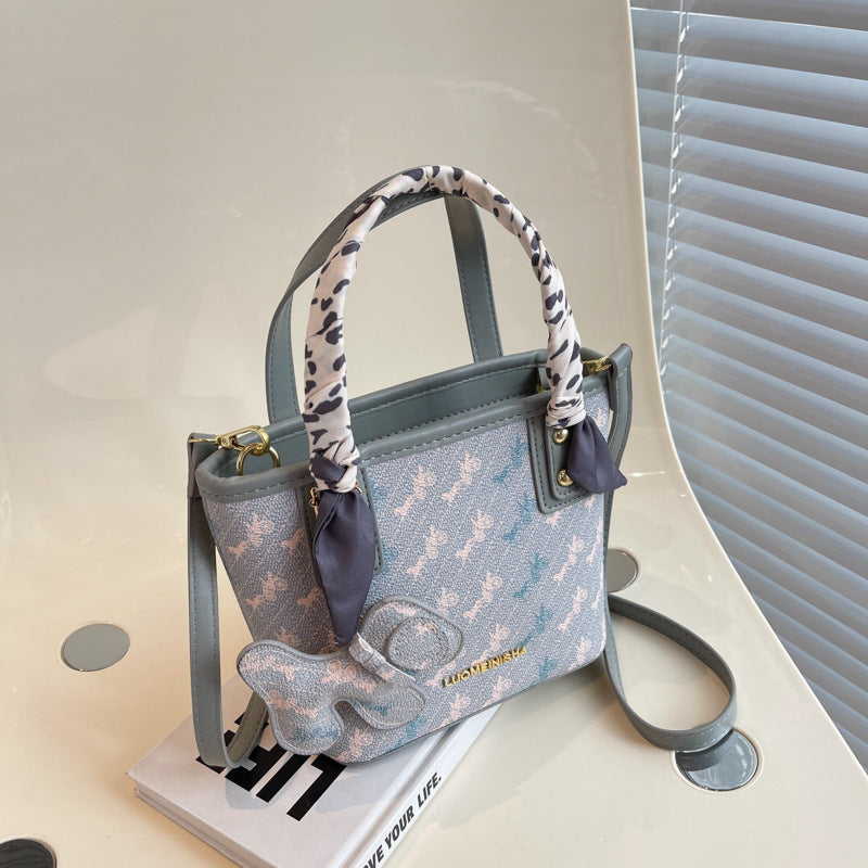 Ladies Premium Sense Textured Small Crossbody Portable Bucket Bag