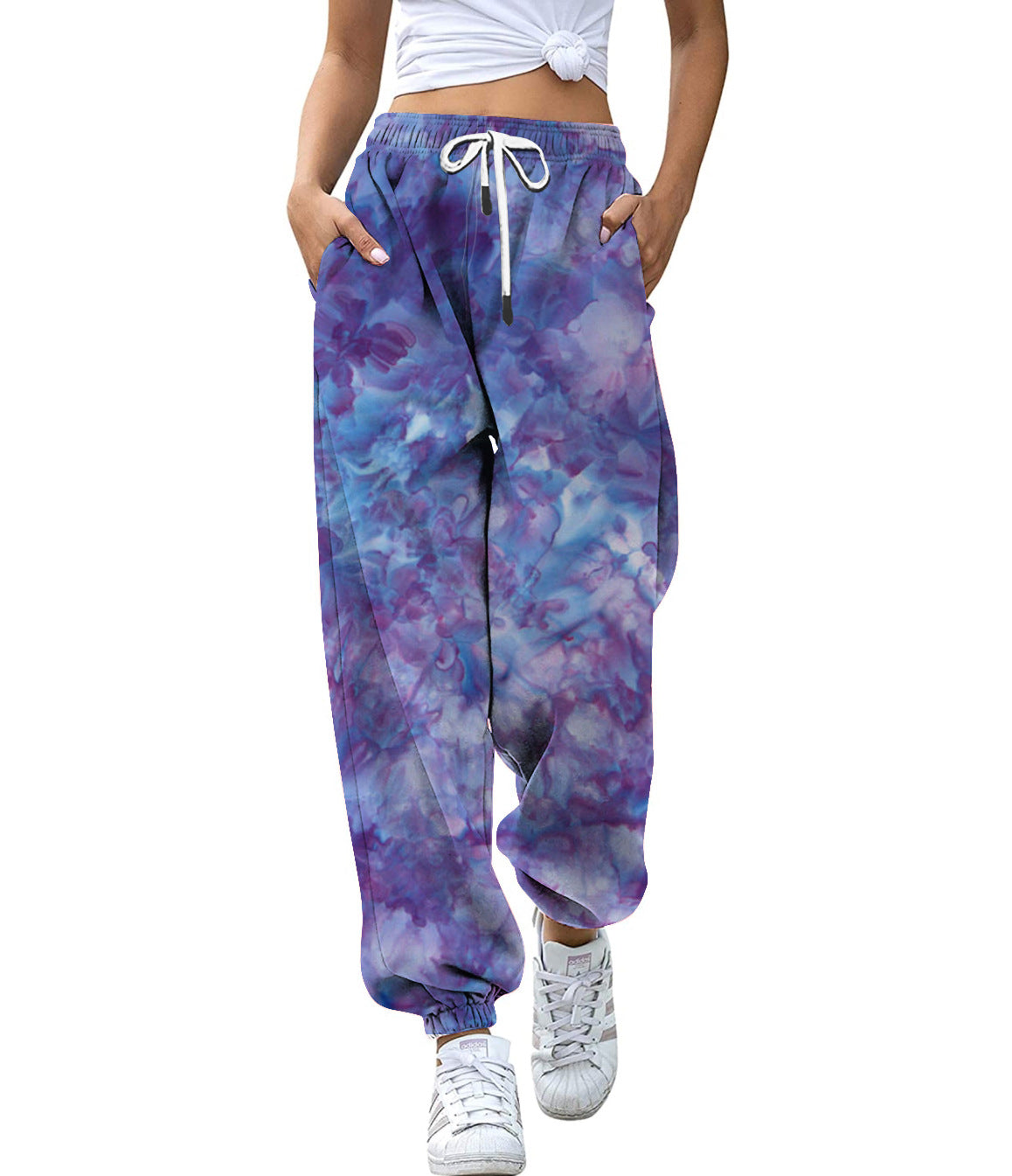 High Waist Drawstring Sports Pants Digital Printing Trousers Loose Casual Jogger Pants