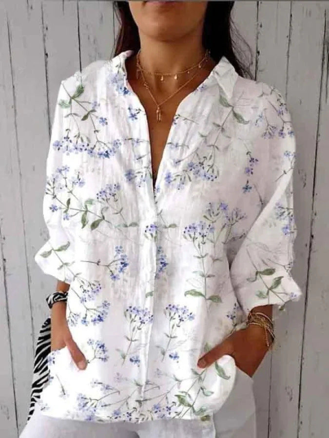 Women's Creative Fashion 3D Printing Lapel Casual Shirt