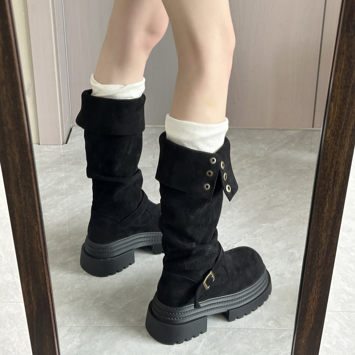 Women's Fashionable Retro Chunky-Heel Knee-High Boots