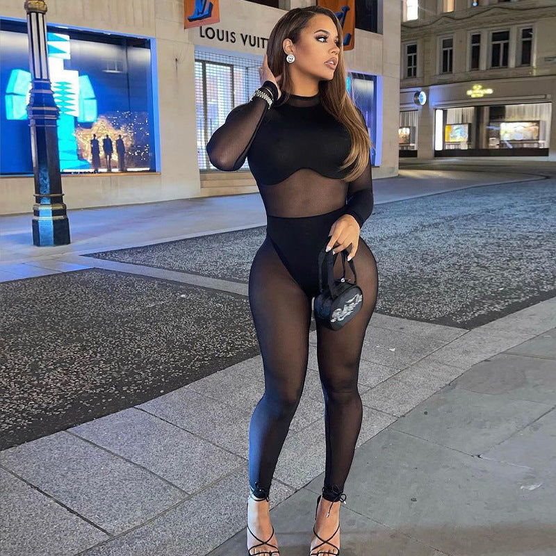 Stylish Patchwork High Waist Skinny Casual Jumpsuit