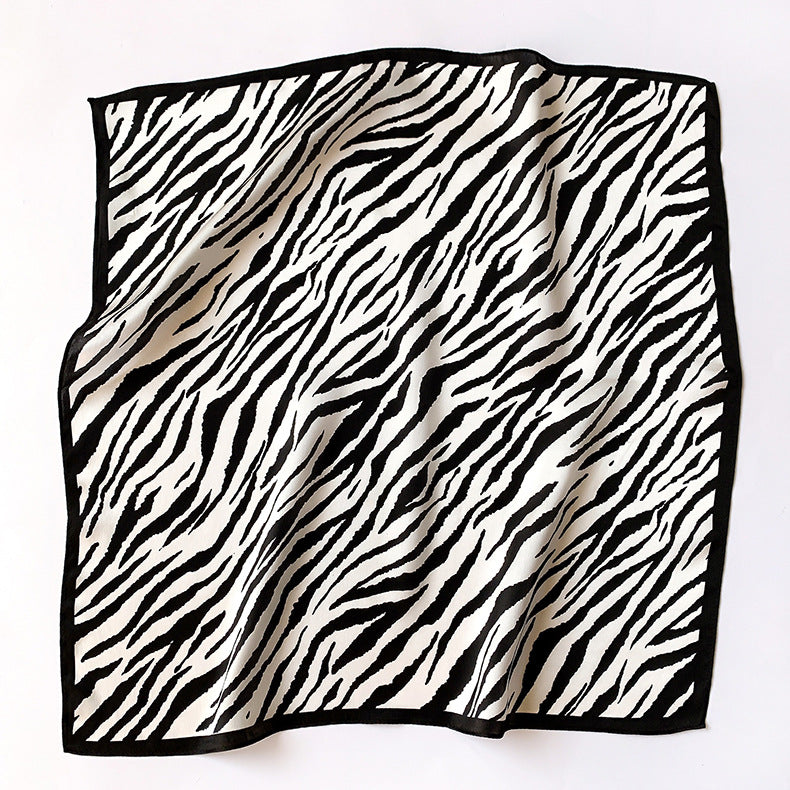 Silk Small Square Scarf Female Striped 53cm Silkworm Decorative