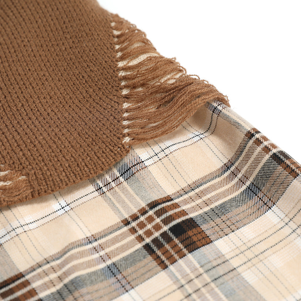 Stitching Fake Two-piece Round Neck Sweater