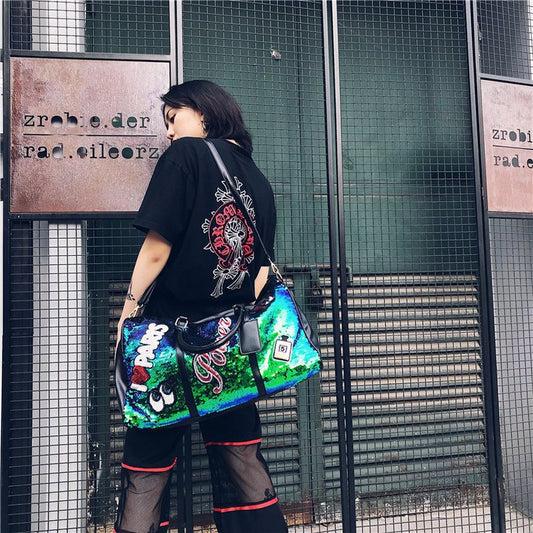 Fashion Sequin Letter Women's One Shoulder Diagonal Bag