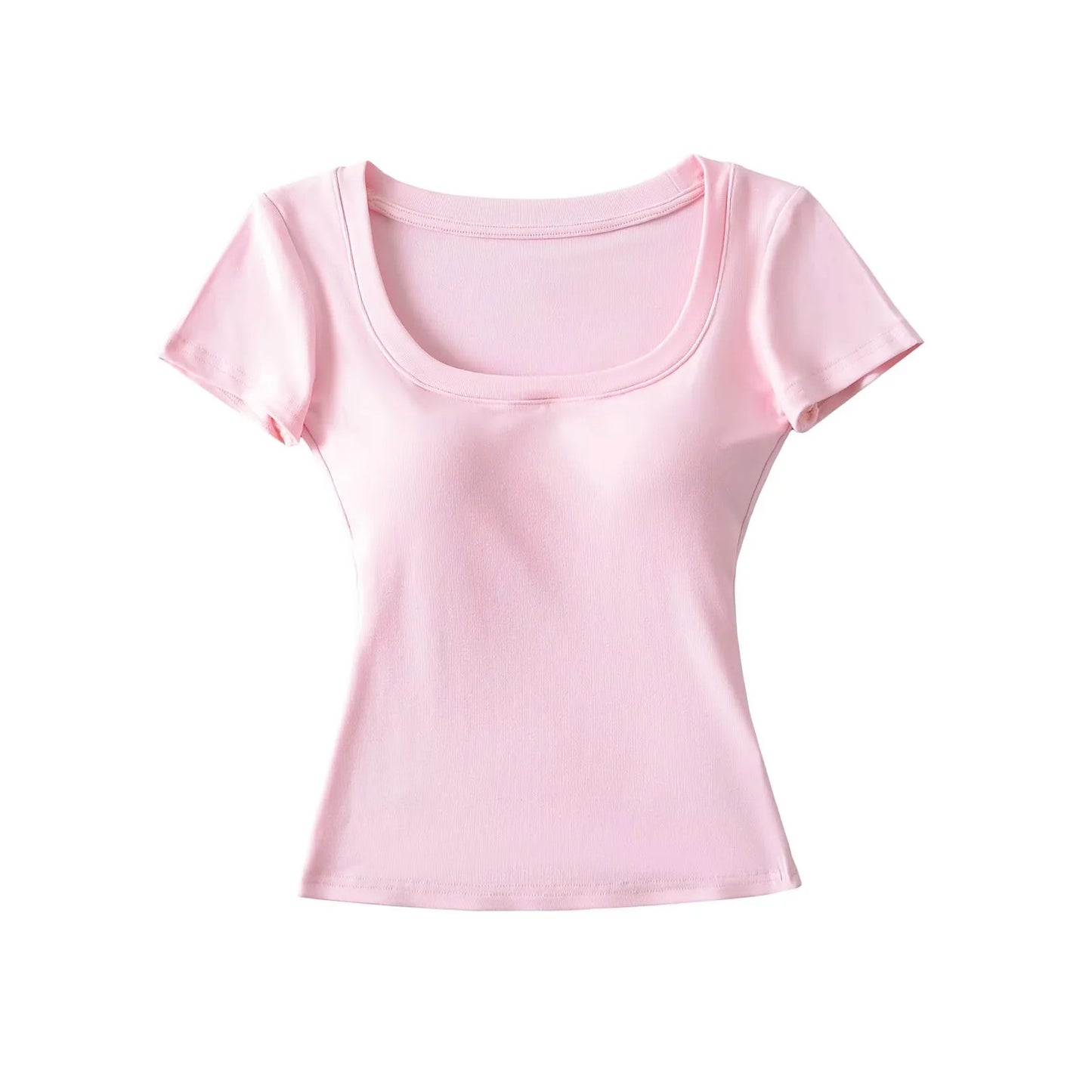 Shoulder T-shirt Summer Inner Vest Women's Short Sleeve Top With Chest Pad