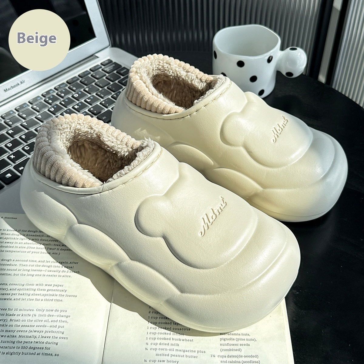 Home Indoor Shit Feeling Wool Sleeper Platform Heel Covered