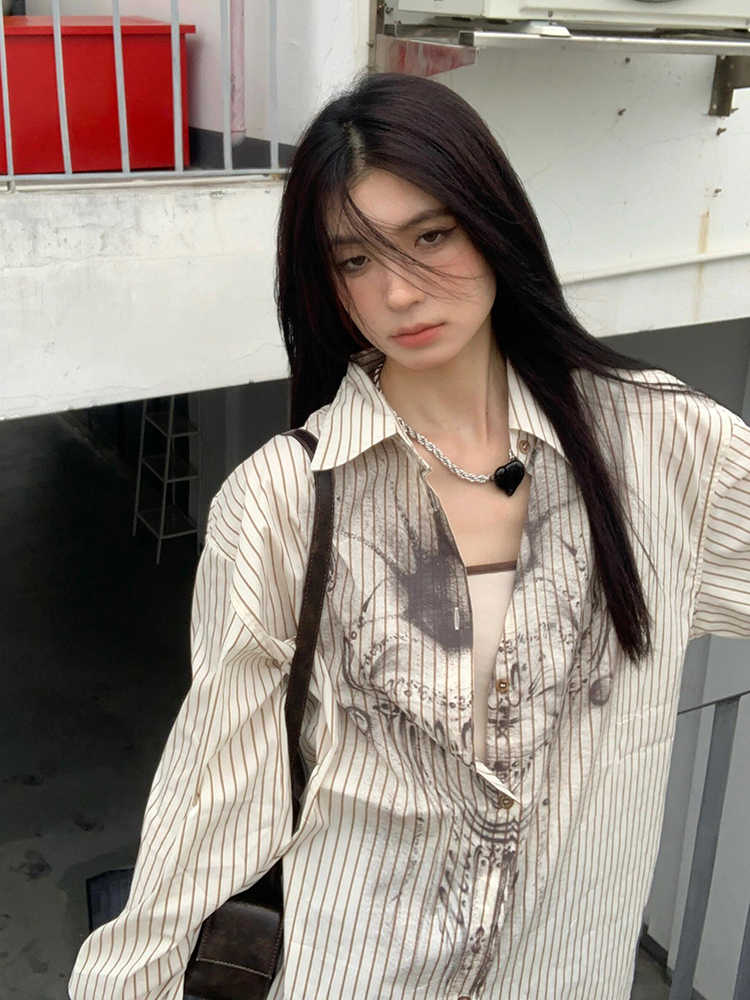 Striped Shirt For Women Printed Loose Top
