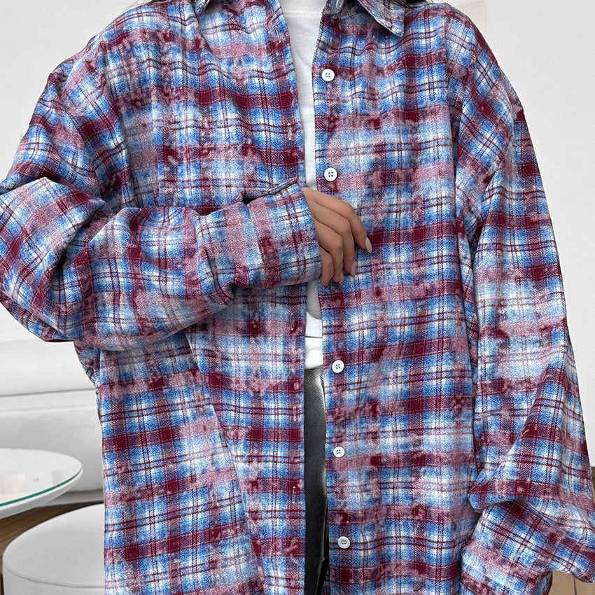 American Contrast Color Casual Shirt