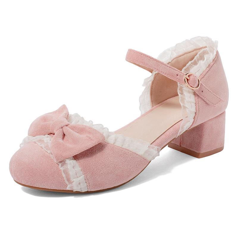 Women's Suede Gentle Lace Bow Sandals