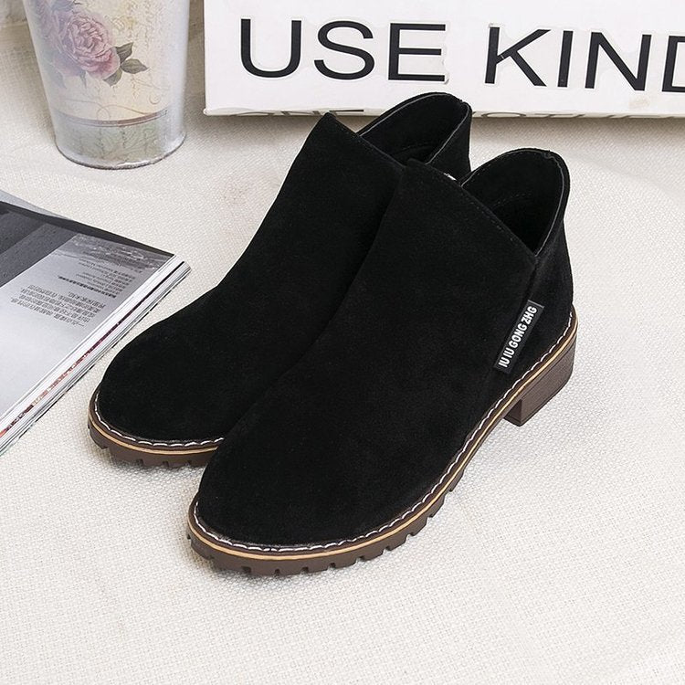 New Frosted Rough Heel Nude Boots