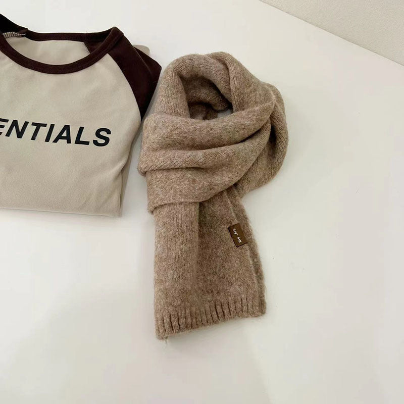 Children's Scarf Autumn And Winter Artificial Cashmere Clip Flower Solid Color