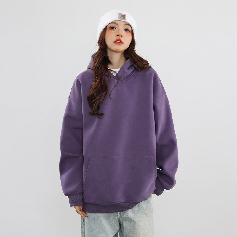 New Couple Simple Pullover Women's Clothing Solid Color All-match Hoodie