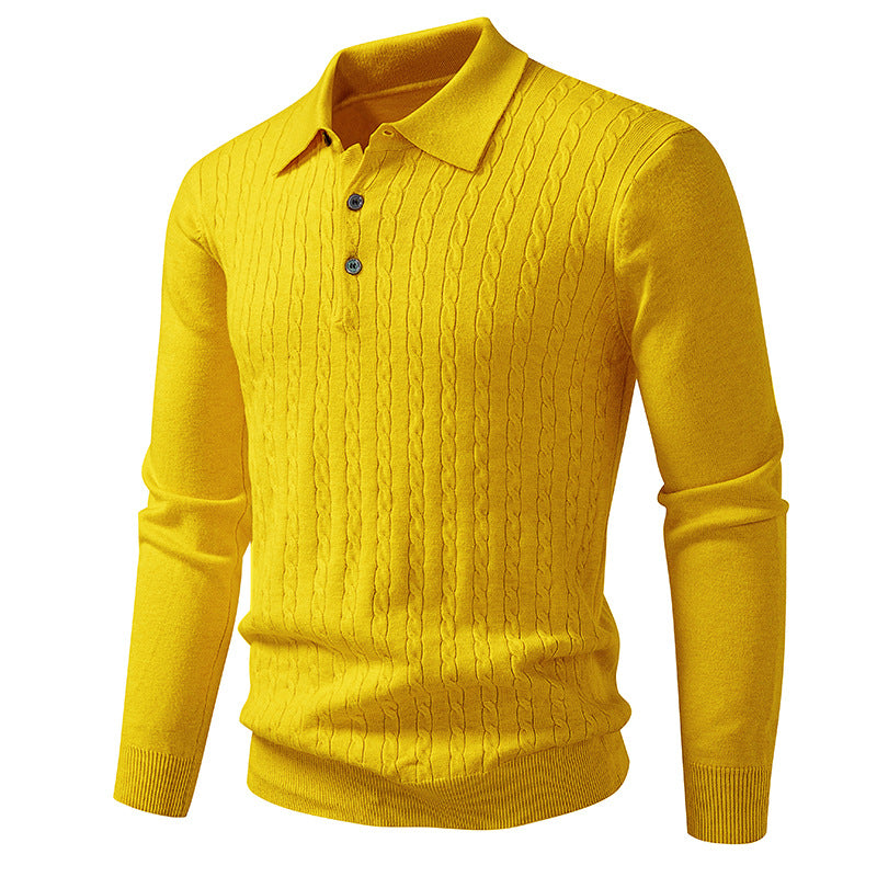 Ny Snoet Blomster Herre Trendy Cardigan Ensfarvet Polo Krave Striktrøje Herre