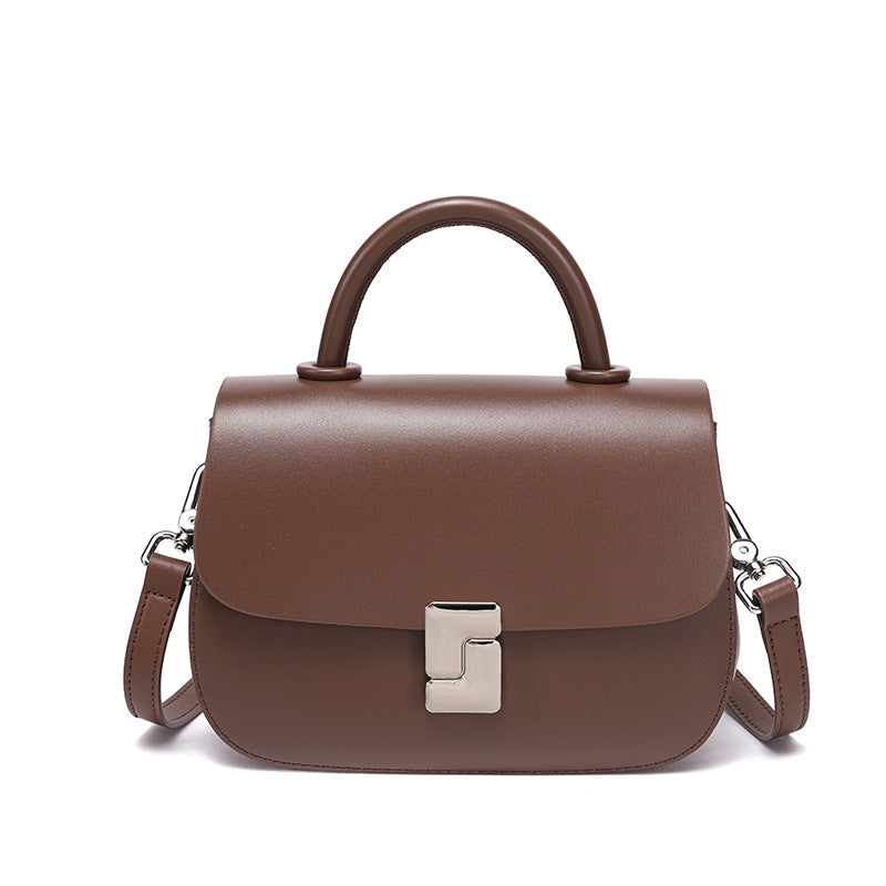 Retro Exquisite Leather Handbag Women's Shoulder Crossbody Saddle Bag