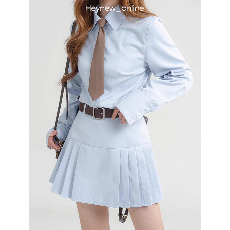 Sweet College Style Vest Shirt Skirt For Women