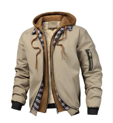 Autumn And Winter Thick Plus Size Men's Solid Color Hooded Jacket