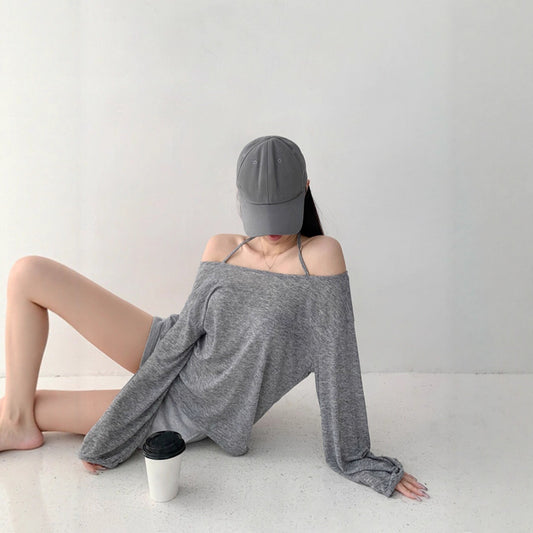 Womens Stylish Breathable Figure-flattering Halter-neck T-shirt
