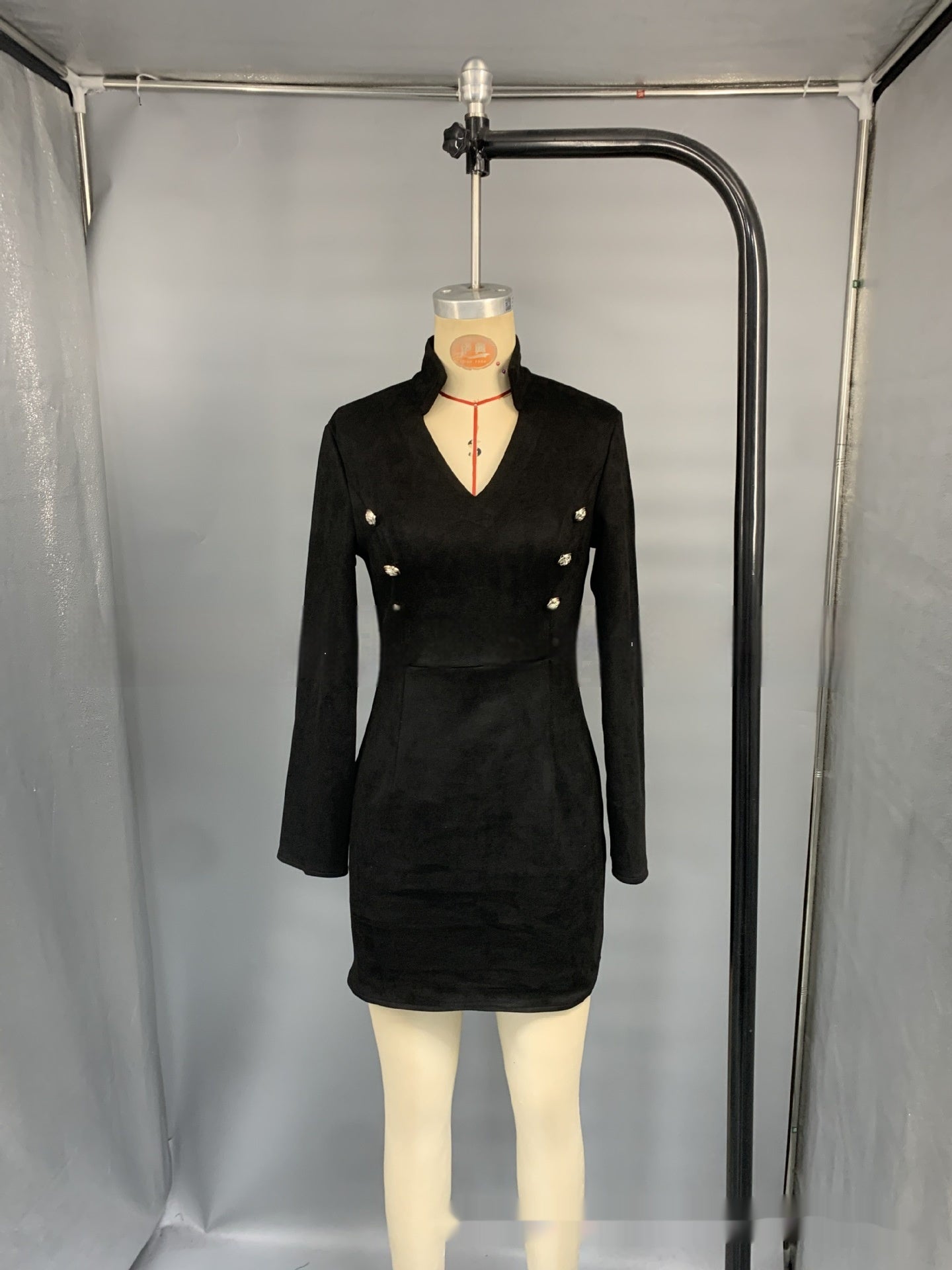 Womens Tailored Solid-color Double-breasted Blazer Dress