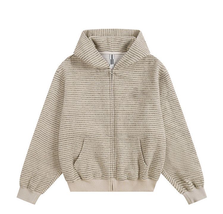 Koreansk Stribet Hætte Cardigan Sweater til Kvinder, Løs og Slankende