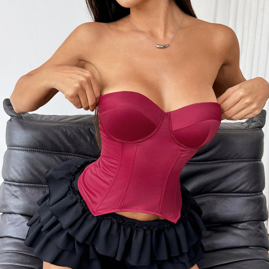 Chest-padded Underwire Tie-waist Bustier Top