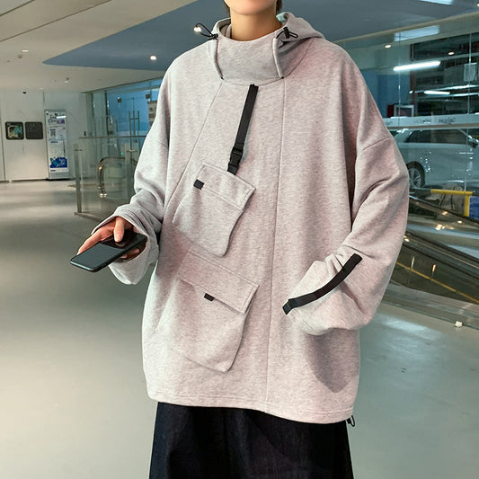 Men's Sweater Multi-pocket Workwear Loose Pullover Coat