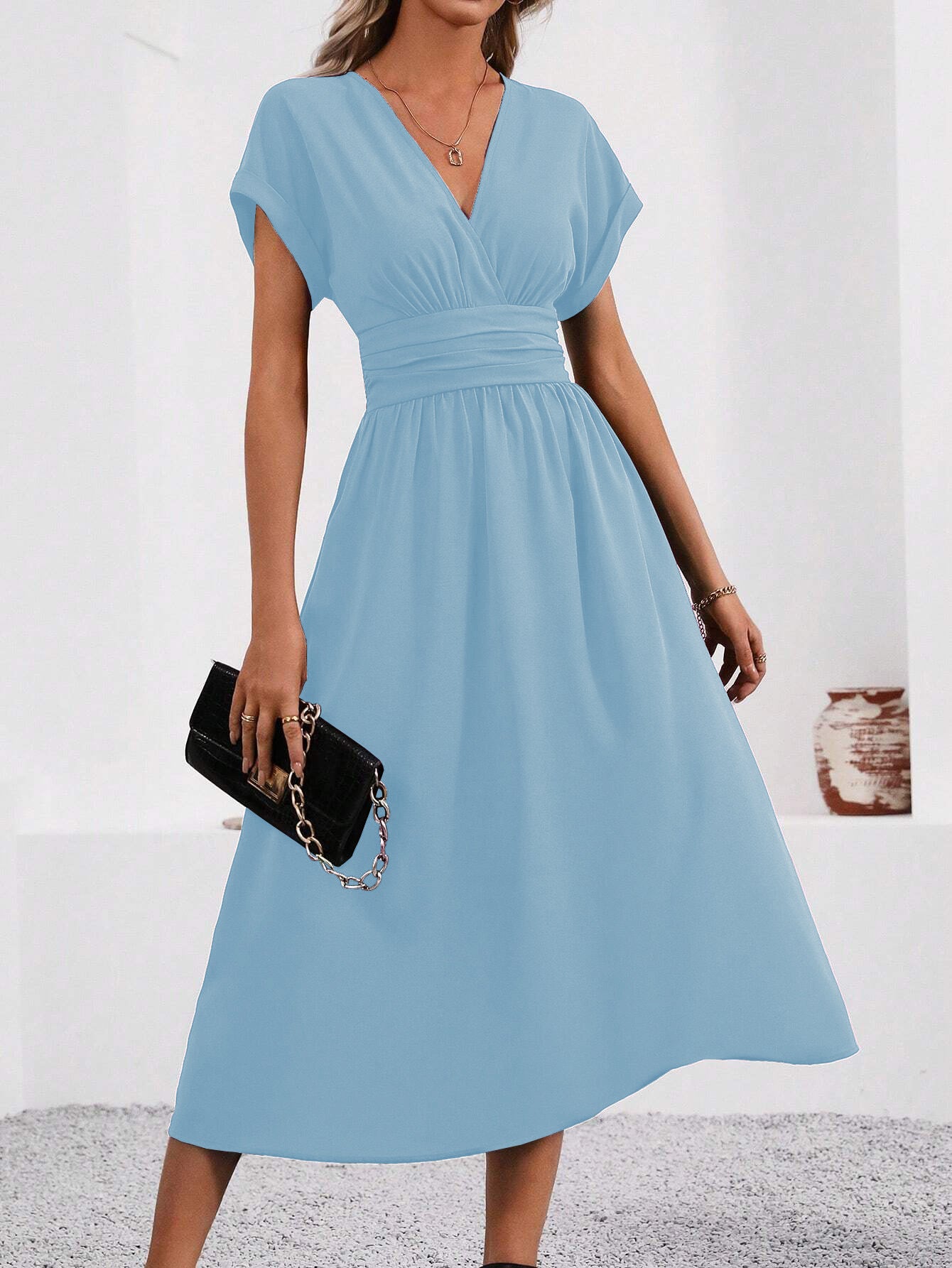Elegant Solid-color Long Womens Dress