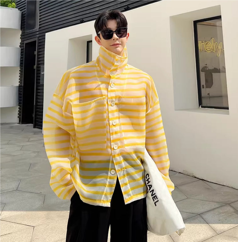 Men's Loose Striped Casual Thin Shirts