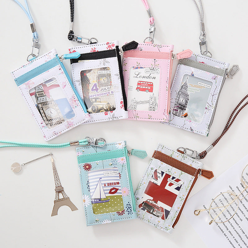 Fashion Simple Leather Belt Lanyard Card Holder