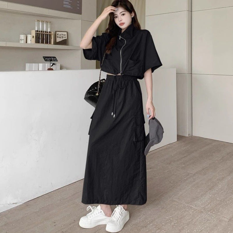 Stylish Relaxed-fit Two-piece Dress Set For Petite Women
