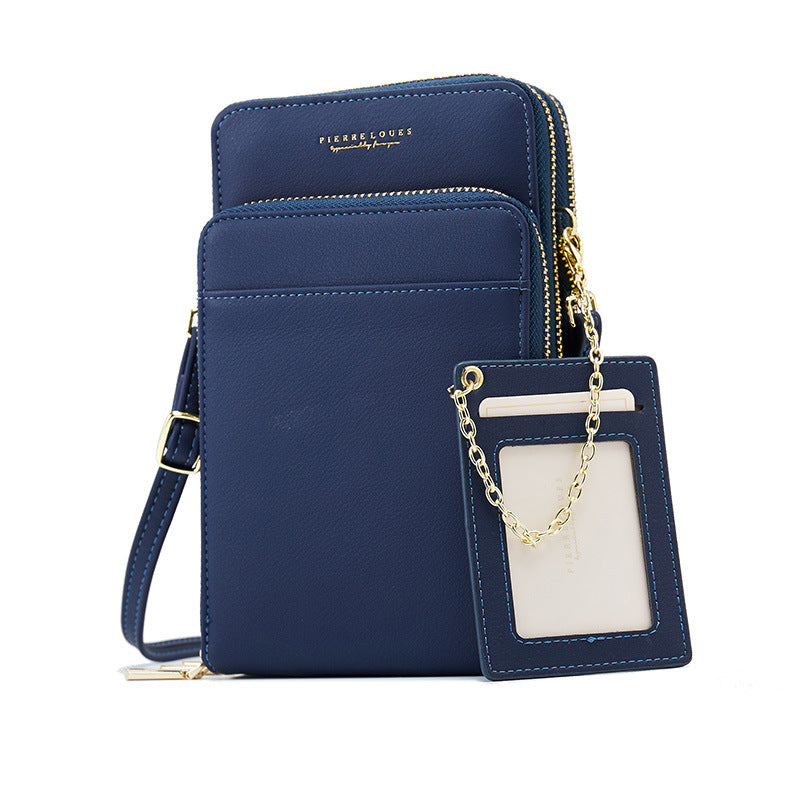 Three Zipper Mobile Phone Simple Plain Color Ladies Shoulder Bag