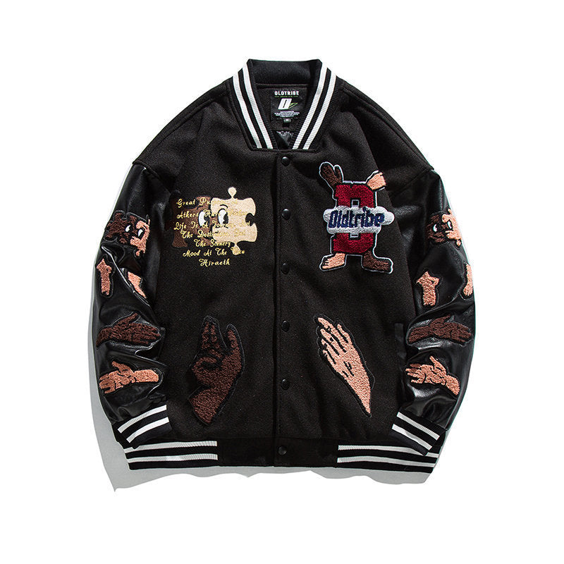 Men's Personality Handsome Creative Pattern Print Loose Baseball Jacket