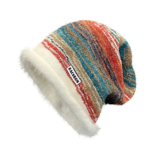 Cold-proof Warm Hipster Mixed Color All-match Bag Cap Pullover Hat Cap