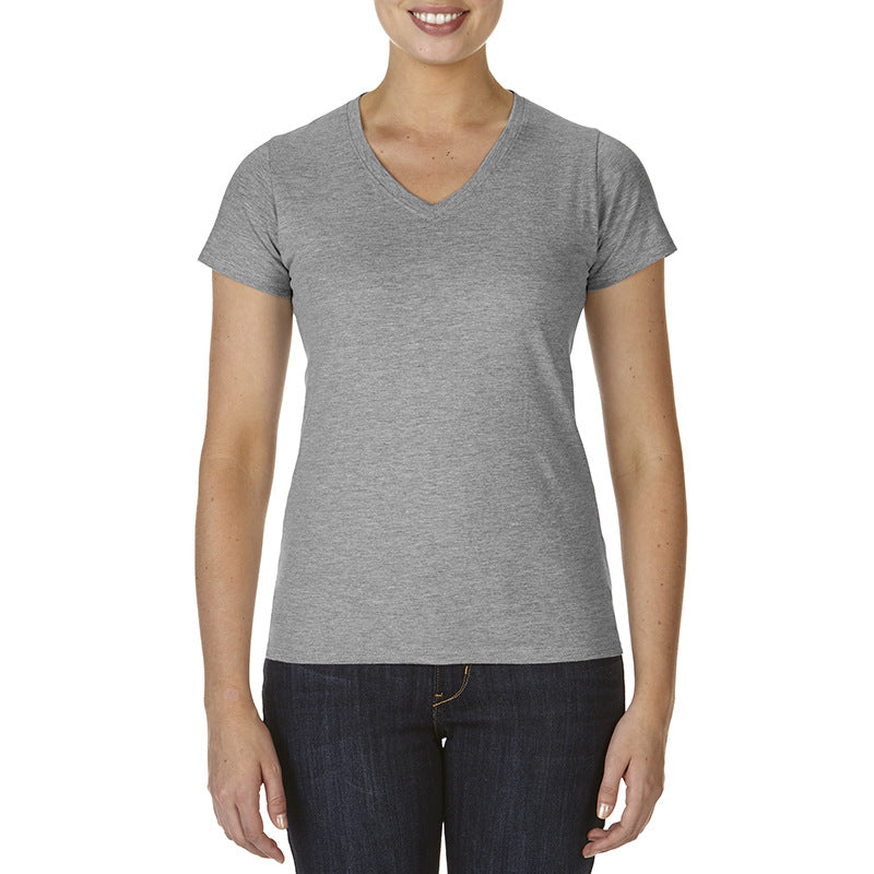 Ladies V-Neck T-Shirt Casual Breathable Bottoming Export Short Sleeve