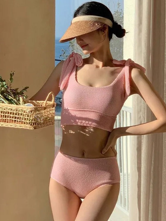 New Bikini Solid Color Ins Style Women's Bikini Split High-grade Swimsuit
