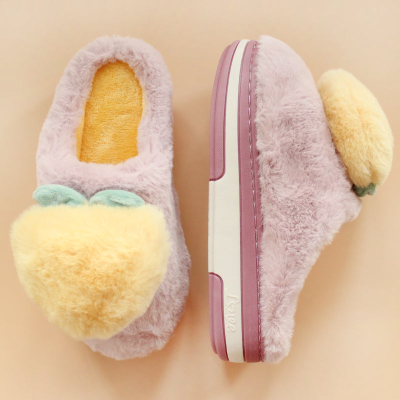 Wear High-heeled Thick-soled Non-slip Cotton Slippers Indoors And Outdoors