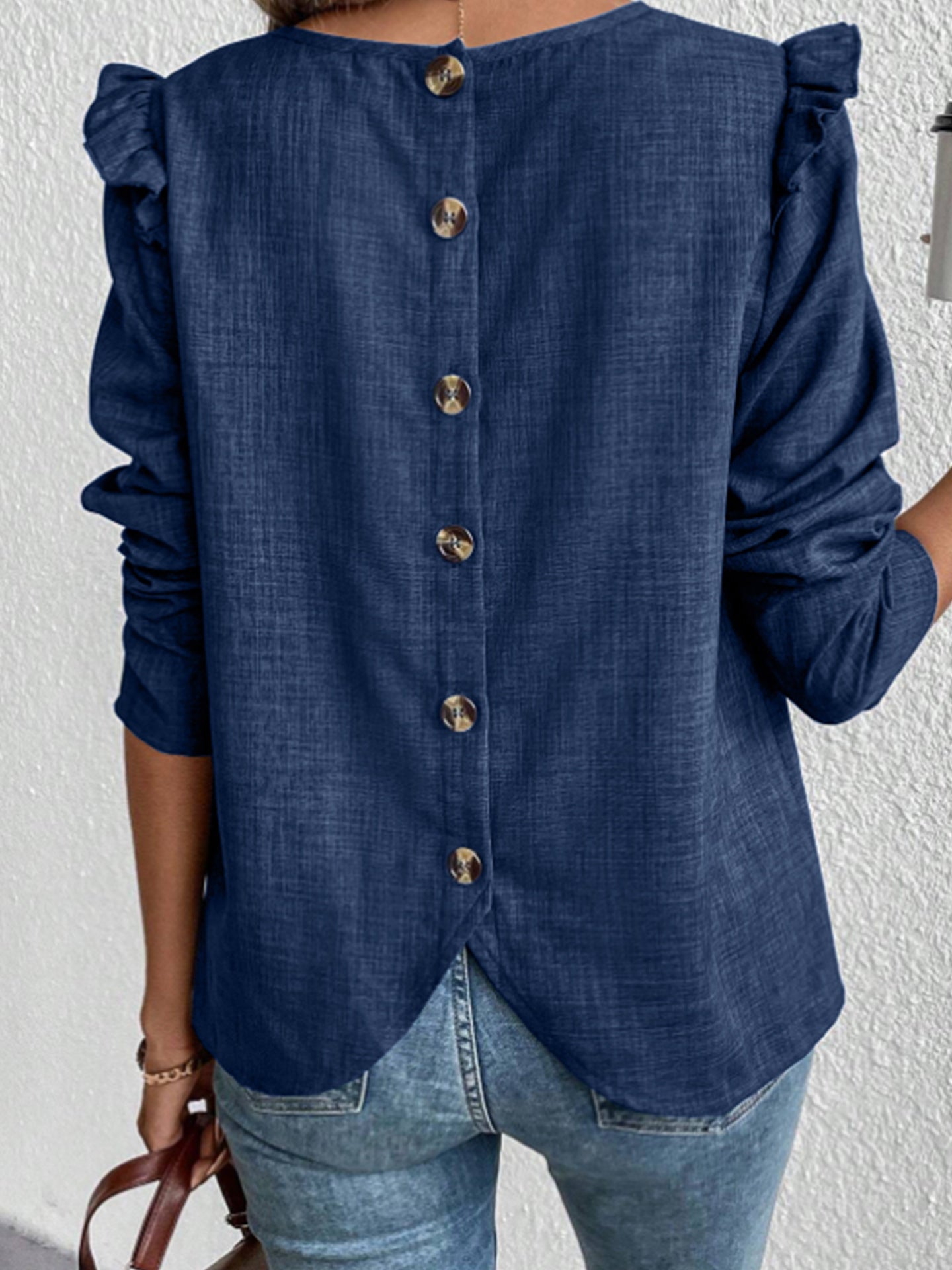 Long Sleeve Solid Color Back Single-breasted Fashion