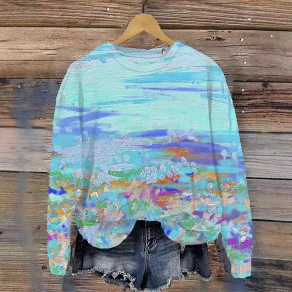 Women's Printed Crew Neck Sweatshirt