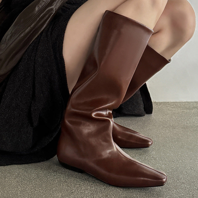 Women's Chunky Heel Straight Boots