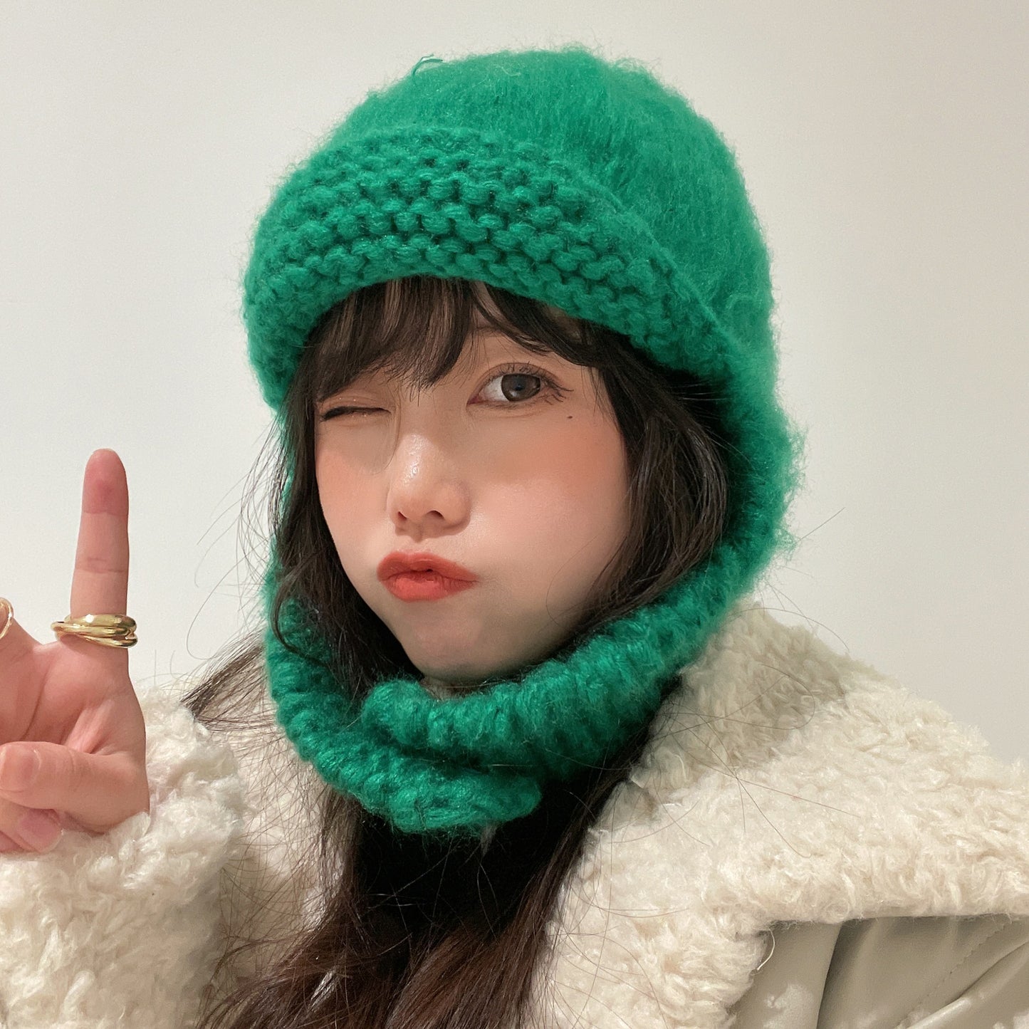 Handmade Crochet Beanie Women's Ear Protection Scarf