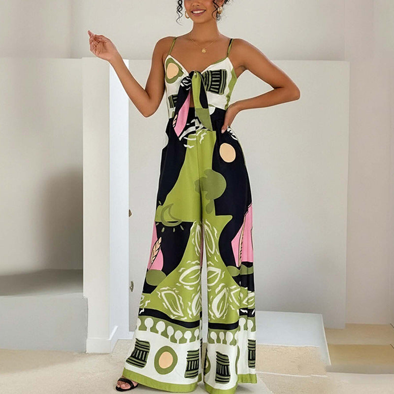 Stylish Printed Off-shoulder Strap Jumpsuit