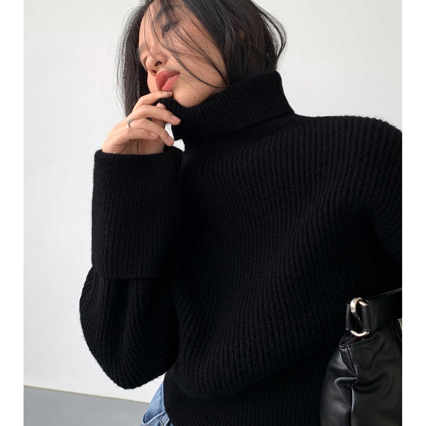 Women's Loose Casual High Neck Sweater
