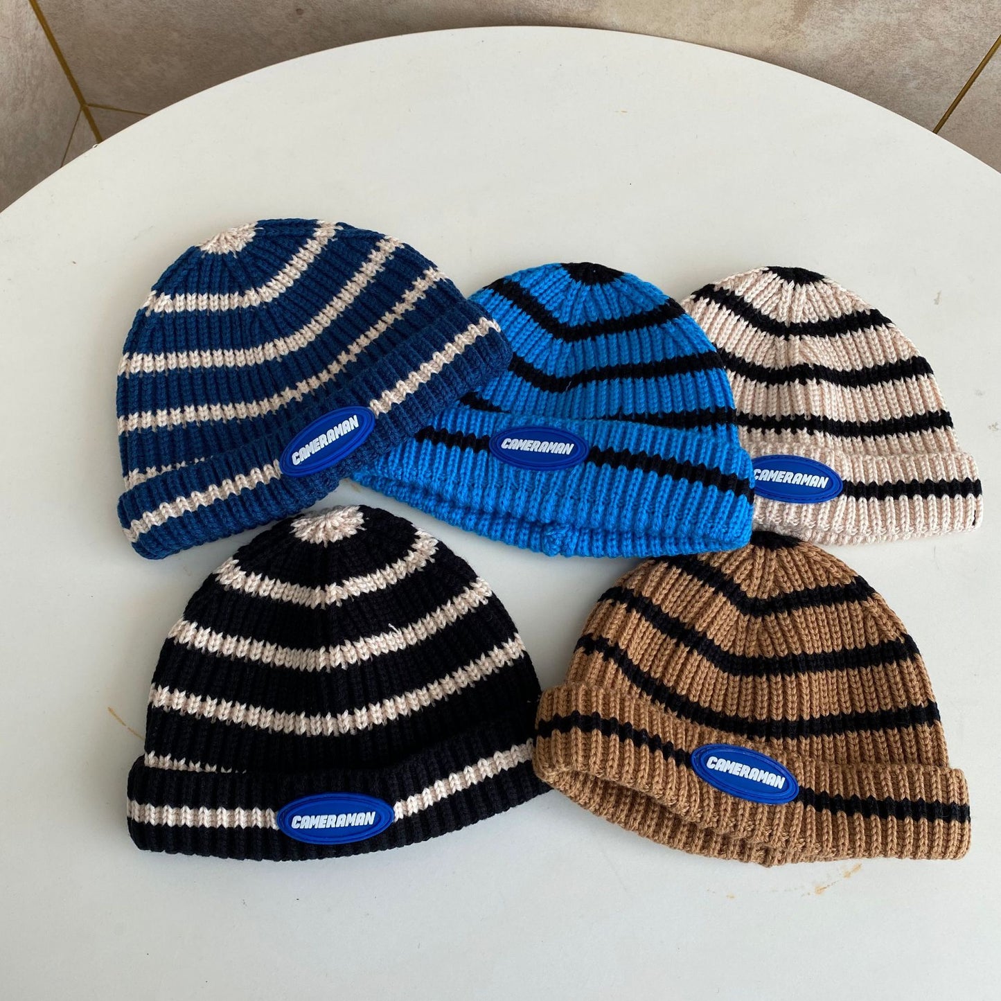 Women's Retro Fashion Versatile Striped Knit Hat