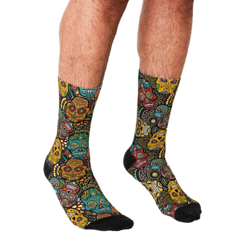 Men's Cartoon Unique Europe And America Cross Border Athletic Socks Digital Printing Lovers' Socks