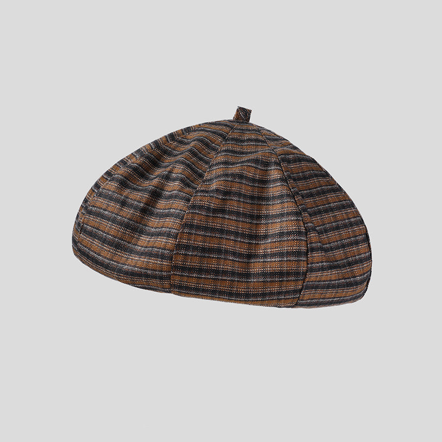 Vintage Plaid Octagonal Hat Student Leisure