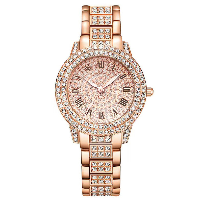 Dame Diamant Mode Romersk Quartz Ur Femsæts