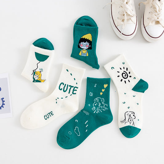 Women's New Mid-calf Cartoon Cotton Socks