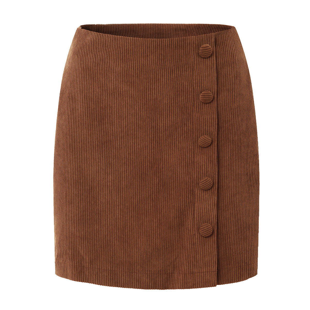 Fabric Button Zipper Short High Waist Slim Fit Pencil Skirt
